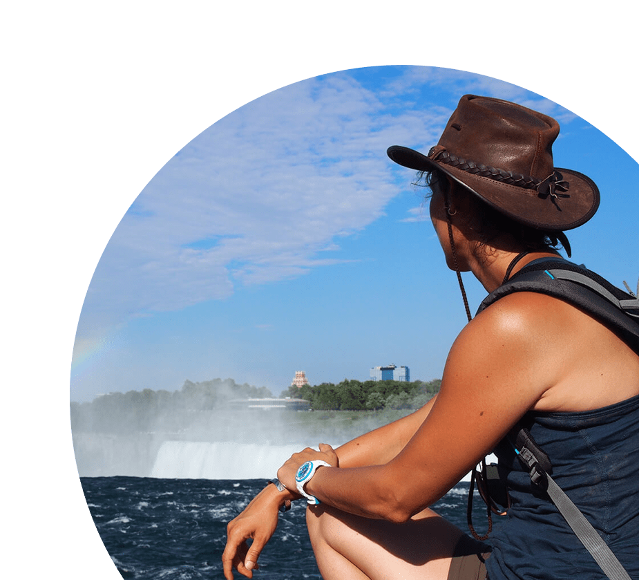 Woman looking at Niagara Falls